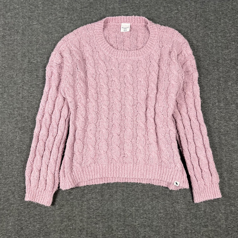Abercrombie Cable Knit Sweater Girls 15/16 Women Small Pink Old Money Fisherman